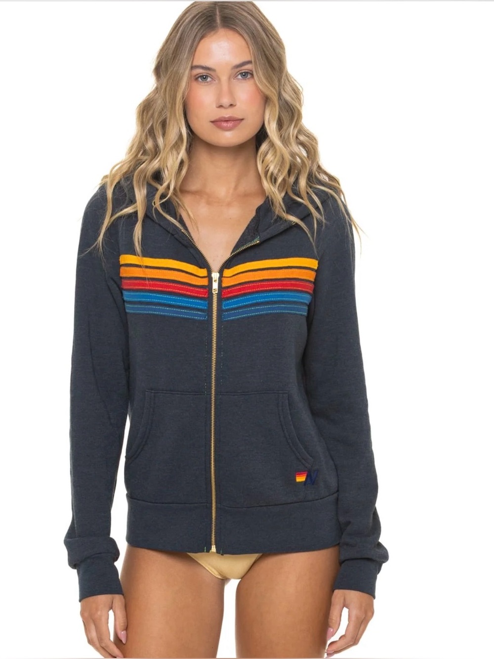 Aviator Nation Five Stripe Zip Hoodie